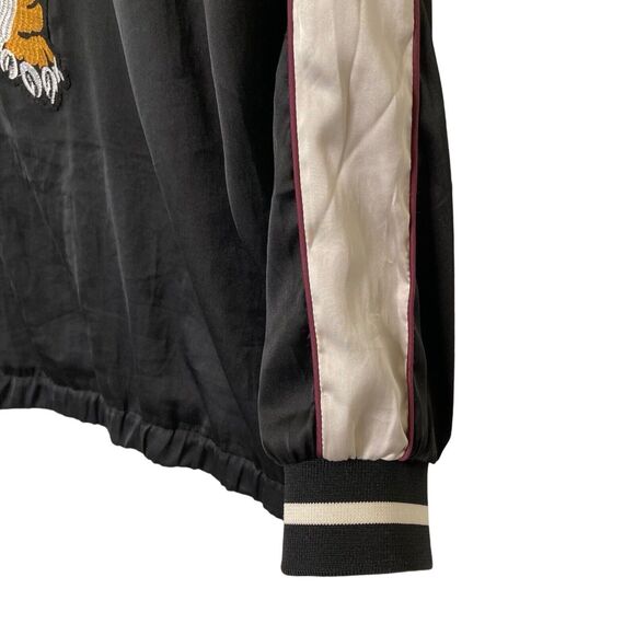 H&M Divided Size 8 Embroidered Tiger Baseball Bomber Jacket Black White Striped - Picture 6 of 13